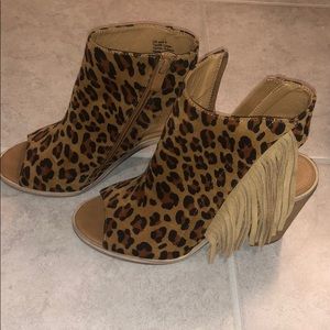 Fringe very volatile leopard booties